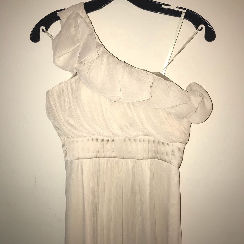 Max & Cleo BCBG nude one-shoulder gown/wedding